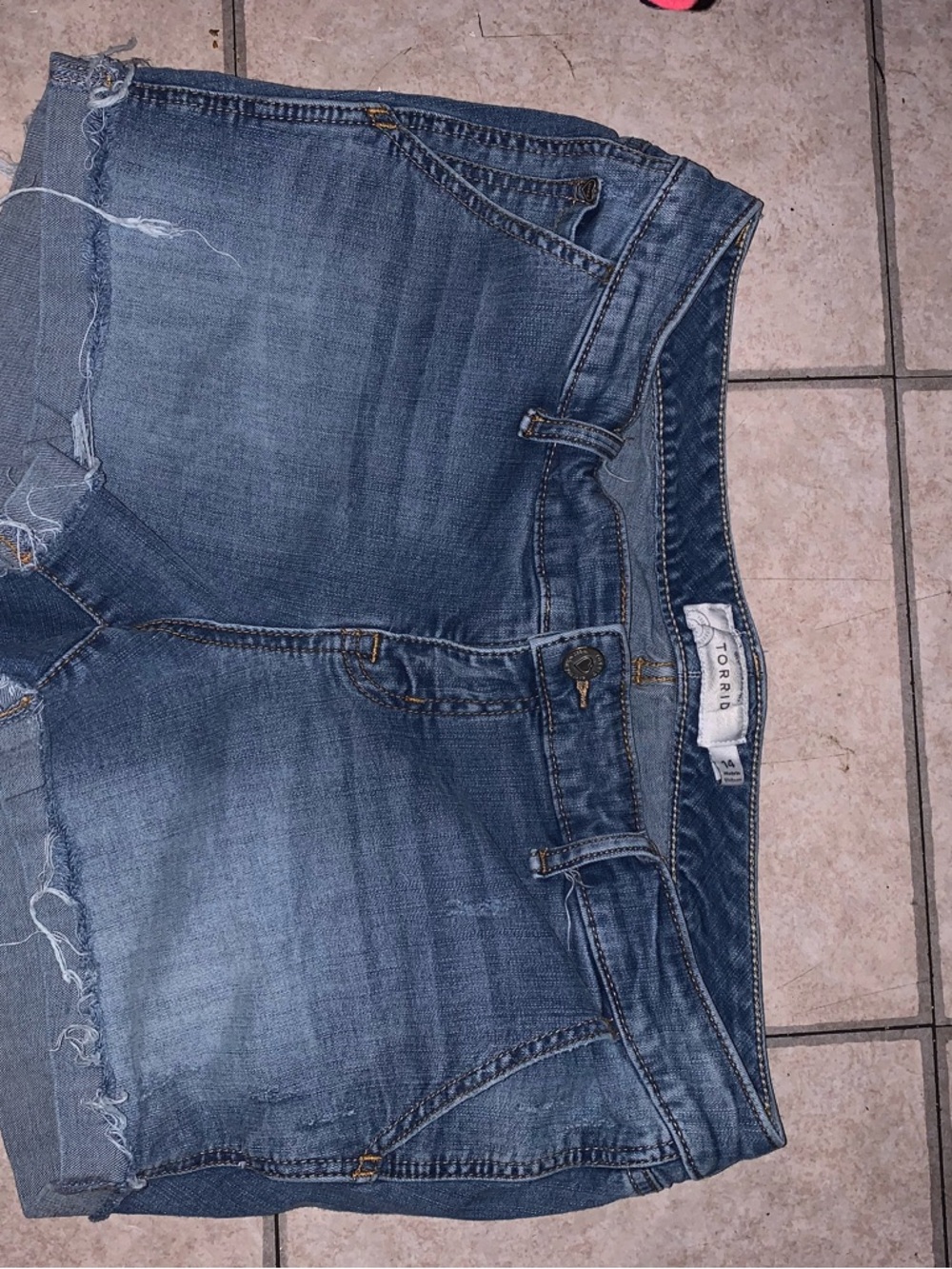 torrid Distressed Mid-Blue Denim Cutoff Shorts